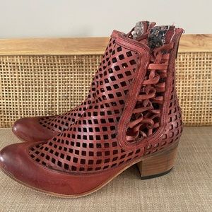 Freebird by Steven Red Cutout Leather Heeled Boots